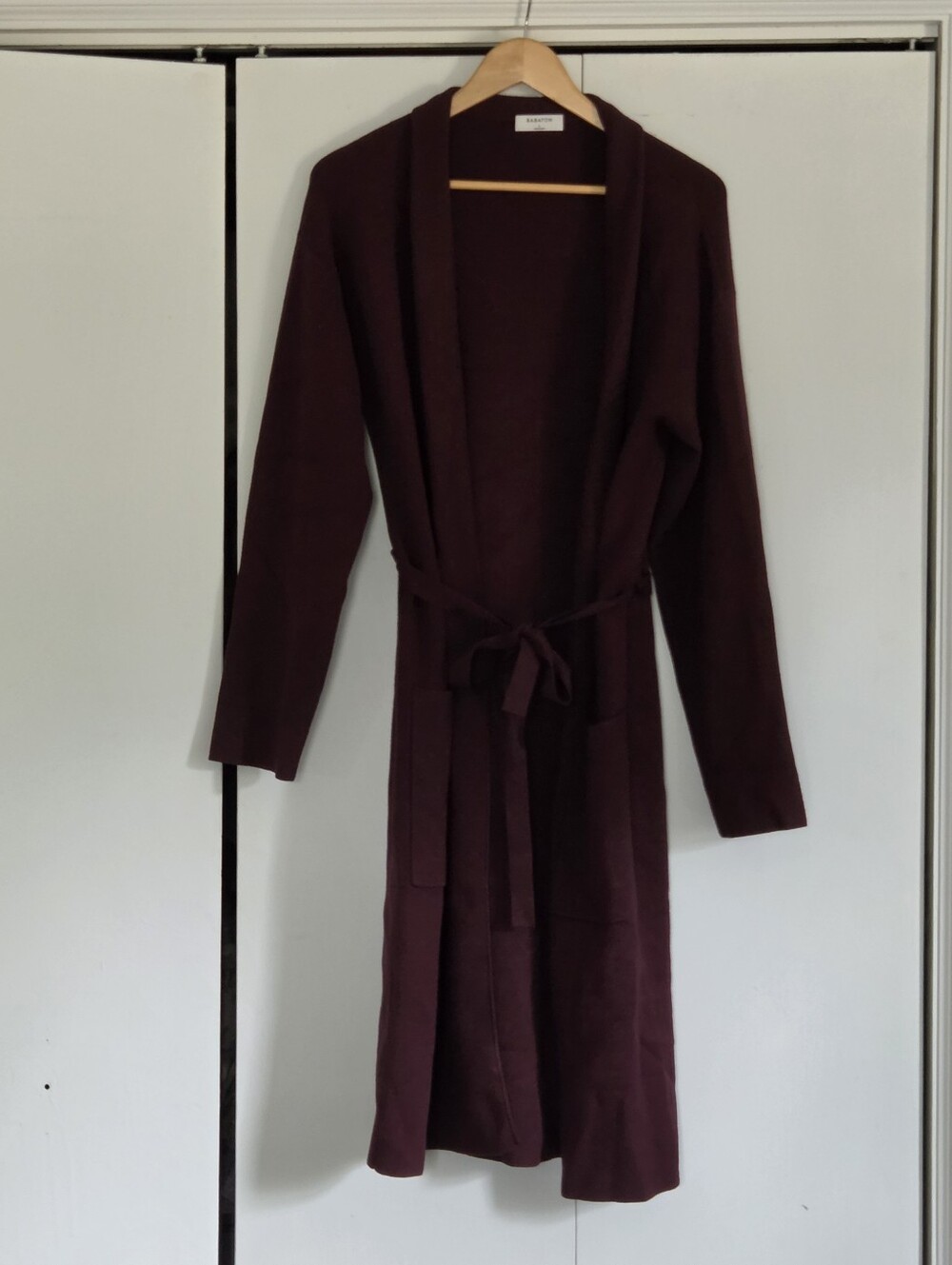 Babaton Long Open-Front Robe - Deep Wine
